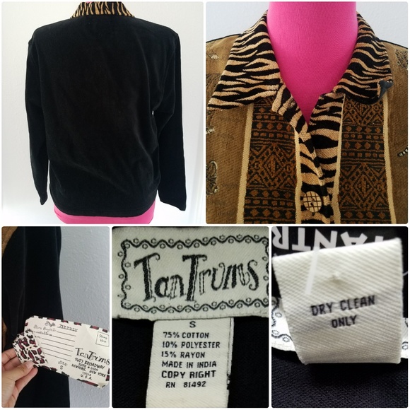 NWT TanTrums sz S Tiger Themed Velvet Top - Picture 4 of 4